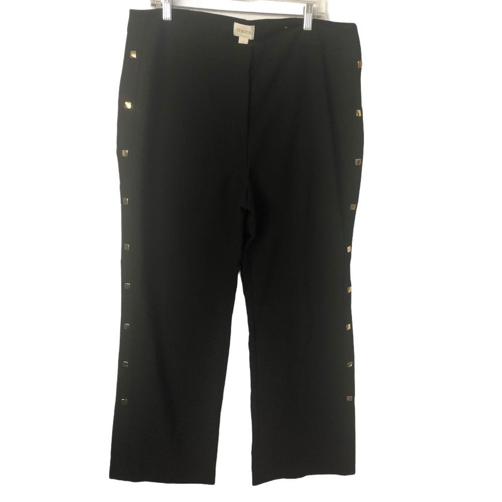 CHICO’S BLACK PANTS GOLD STUDS SZ XL